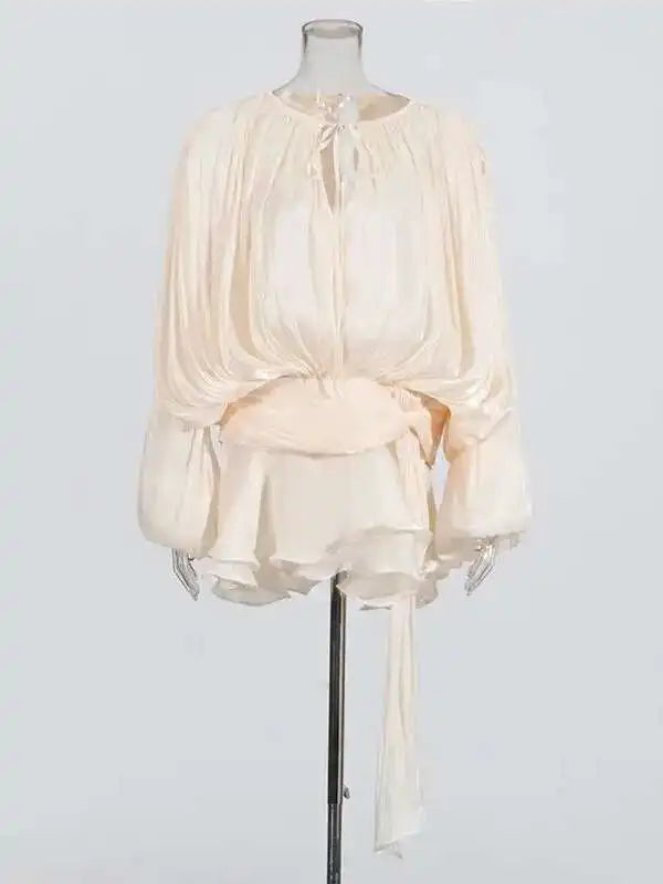TWOTWINSTYLE Solid Blouse Mini Dresses For Women