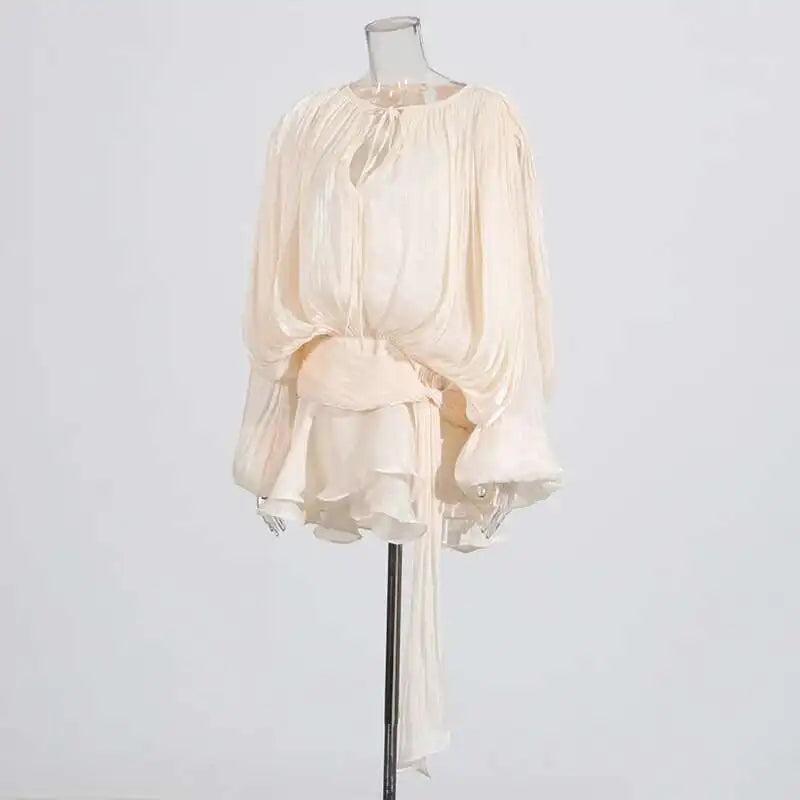 TWOTWINSTYLE Solid Blouse Mini Dresses For Women