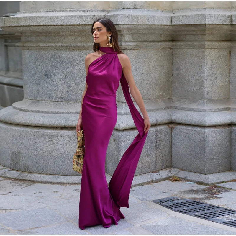 Elegant One-Shoulder Maxi Dress – Timeless Luxury