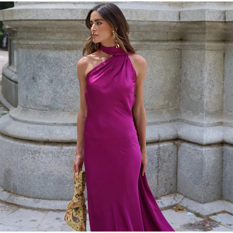 Elegant One-Shoulder Maxi Dress – Timeless Luxury