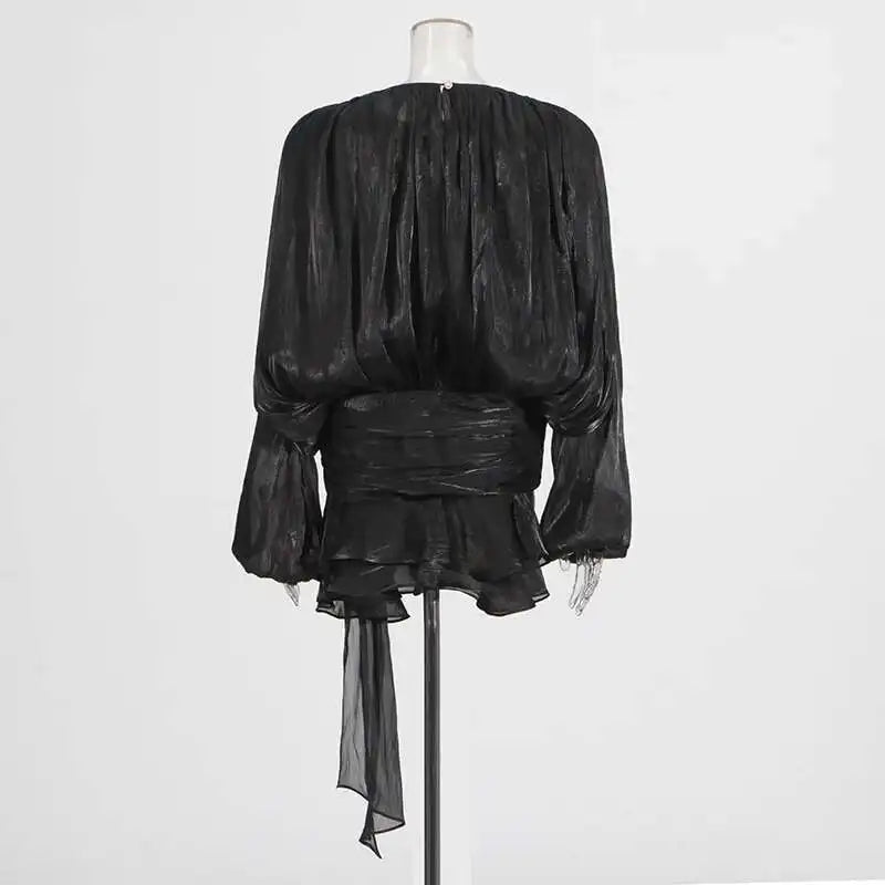 TWOTWINSTYLE Solid Blouse Mini Dresses For Women