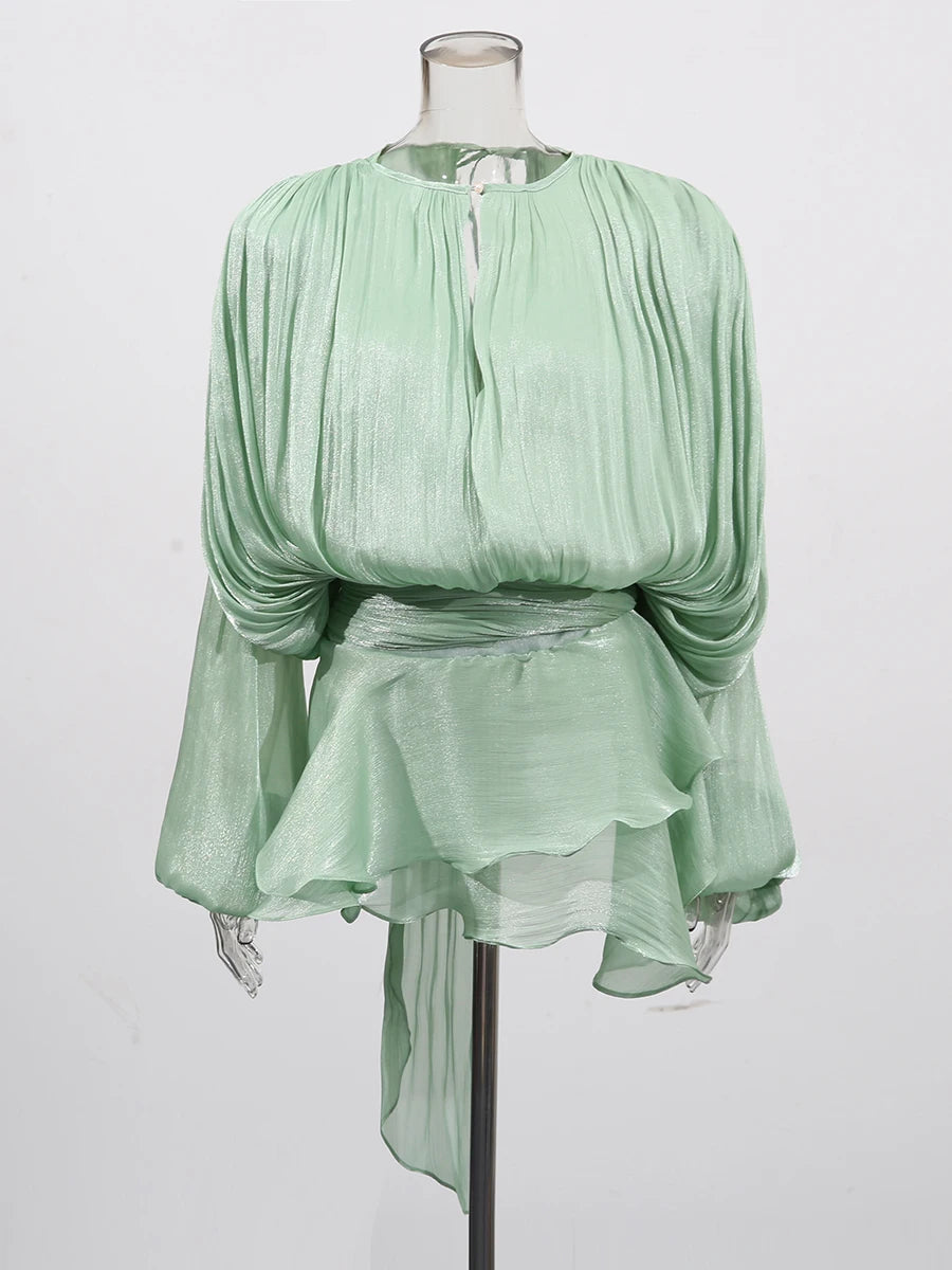 TWOTWINSTYLE Solid Blouse Mini Dresses For Women
