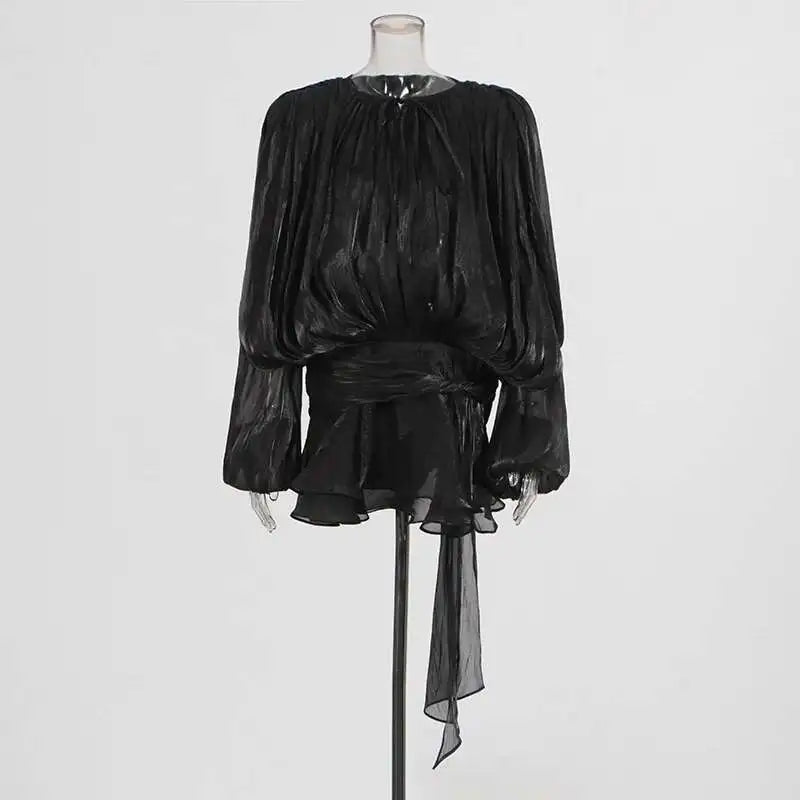 TWOTWINSTYLE Solid Blouse Mini Dresses For Women