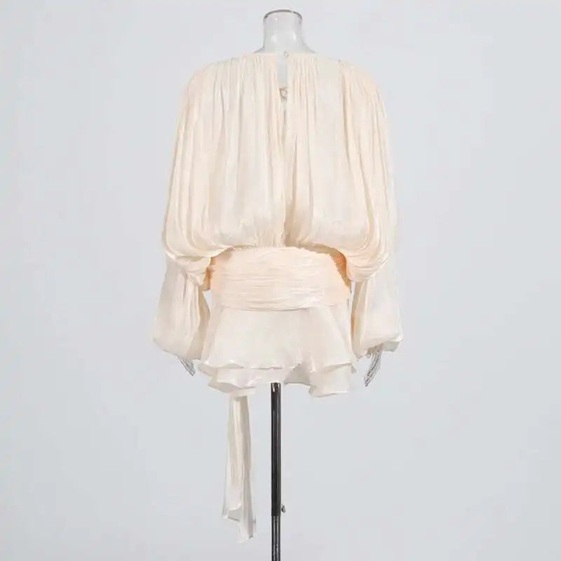 TWOTWINSTYLE Solid Blouse Mini Dresses For Women