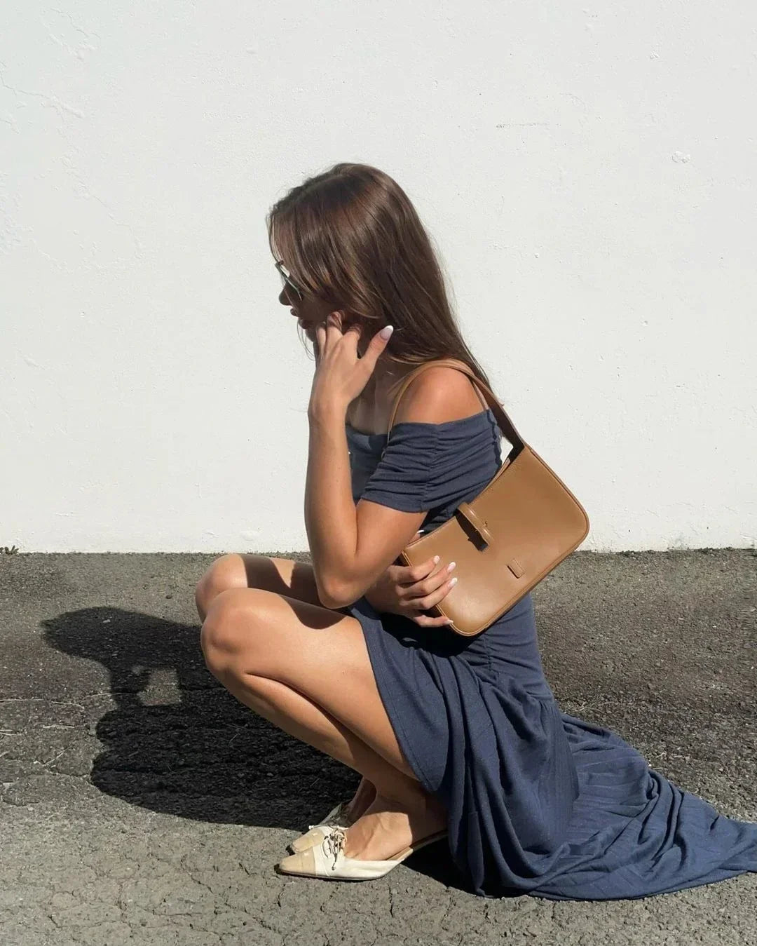 Elegant scoop neck pleated dress for women