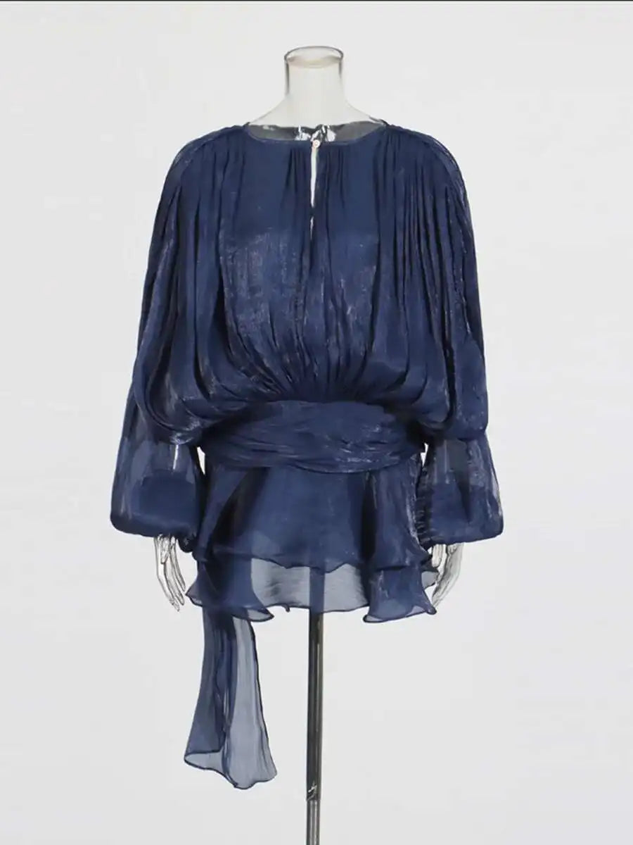 TWOTWINSTYLE Solid Blouse Mini Dresses For Women