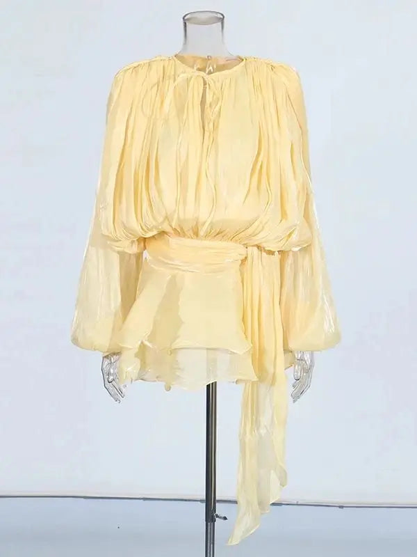TWOTWINSTYLE Solid Blouse Mini Dresses For Women