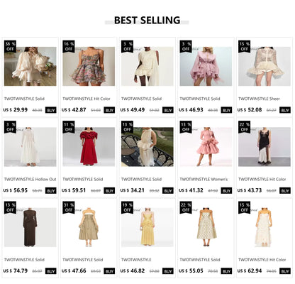 TWOTWINSTYLE Solid Blouse Mini Dresses For Women