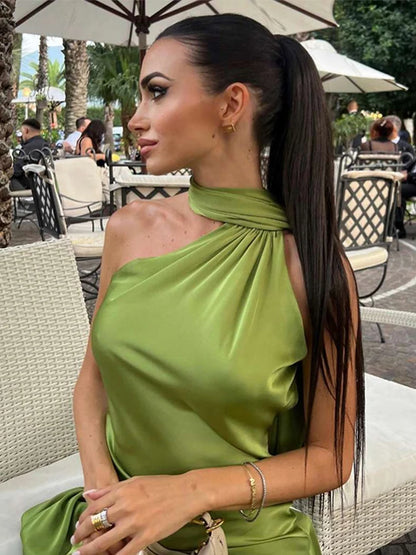 Elegant One-Shoulder Maxi Dress – Timeless Luxury