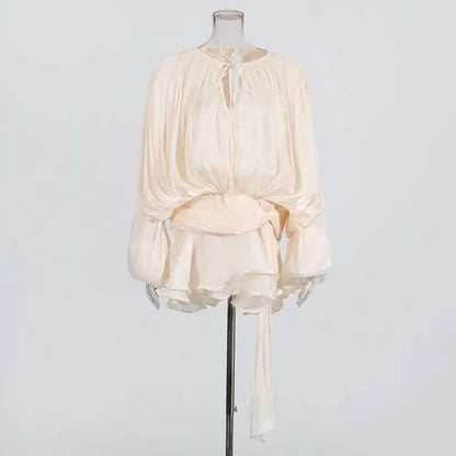 TWOTWINSTYLE Solid Blouse Mini Dresses For Women