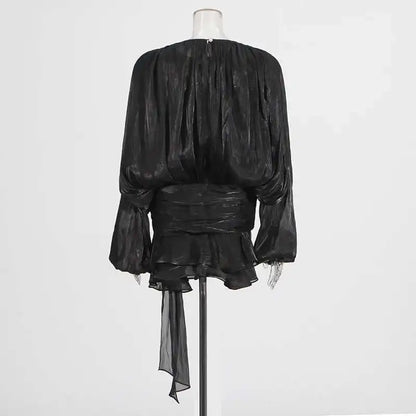 TWOTWINSTYLE Solid Blouse Mini Dresses For Women