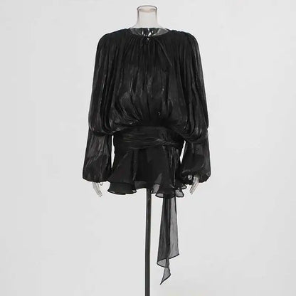 TWOTWINSTYLE Solid Blouse Mini Dresses For Women