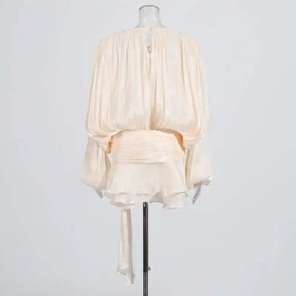 TWOTWINSTYLE Solid Blouse Mini Dresses For Women