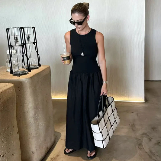 Elegant Khaki Sleeveless Maxi Dress™